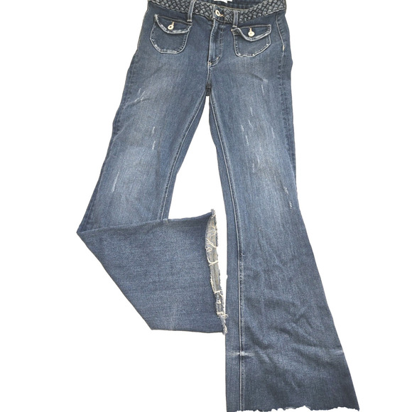 Tularosa Penelope Mid-Rise Flare Jeans W29 Blue Pockets CLEAN Made in USA - Picture 2 of 16